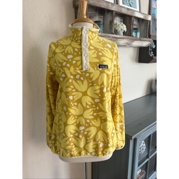 Patagonia Womens Synchilla Flower Fleece Snap-T Pullover Sweater Yellow Large - Picture 13 of 16